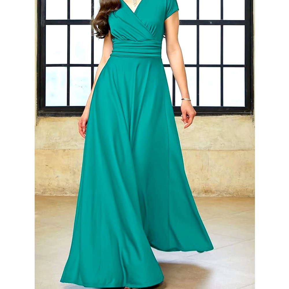 Turquoise Flowy Maxi Dress